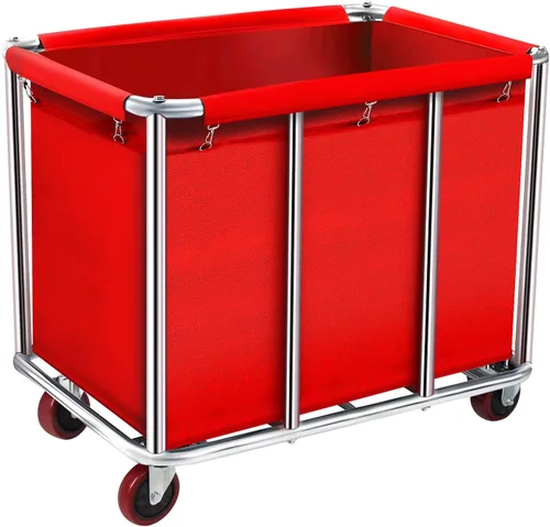 Carrito de lavandería comercial con ruedas, cesta de lavandería rodante grande de 11.35 bushels con forro de lona impermeable extraíble, cestas
