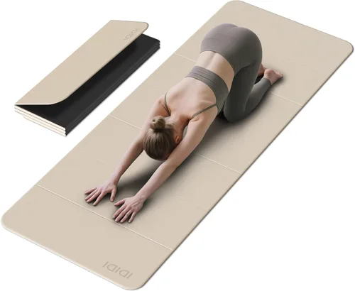 Esterilla de yoga plegable extra grande de 74 x 31.5 pulgadas, 0.315 pulgadas, de doble cara, antideslizante, ligera, para hombre y mujer, portátil