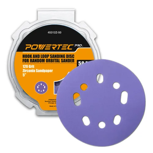 Miniatura 22 de POWERTEC 25PK, 40 Granos, Discos de Lijado de 5 Pulgadas - Gancho y Bucle, Discos de Lijado de Óxido de Aluminio de 5 Pulgadas de 8 Agujeros