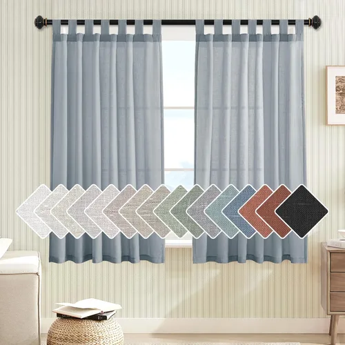 Miniatura 50 de H.VERSAILTEX Cortinas aireadas mezcladas de lino natural con pestaña superior para sala de estar, decoración del hogar, material suave y rico que