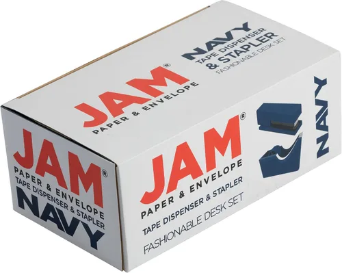 Miniatura 4 de JAM PAPER Juegos de oficina y escritorio, 1 grapadora y 1 dispensador de cinta, azul marino, paquete de 2