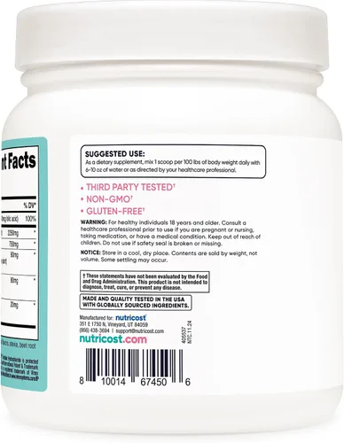 Miniatura 5 de Nutricost Monohidrato de creatina en polvo para mujeres, micronizado, limonada de fresa, 100 porciones, vegetariano, sin OMG, sin gluten