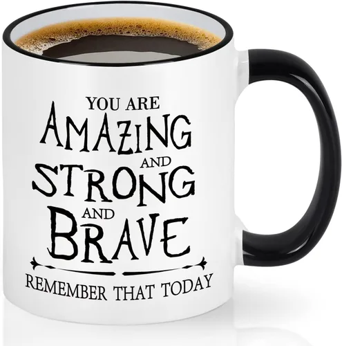 Cabtnca Taza de café inspiradora - You're Amazing And Strong And Brave, regalo fuerte para mujer, regalo de agradecimiento para hombres, 11 onzas