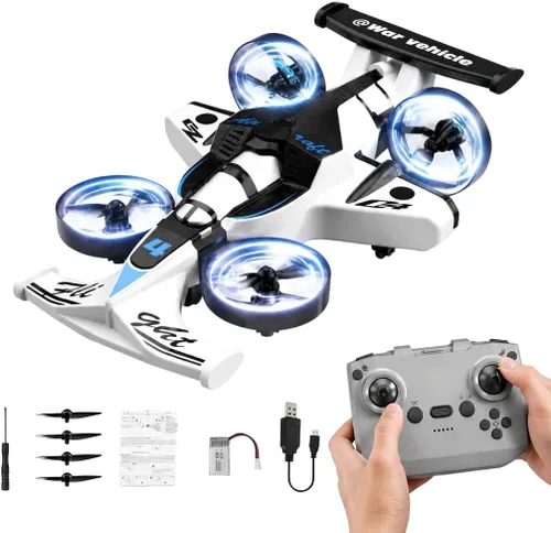 Juguete de coche y avión volador a control remoto, juguetes para niños y niñas, dron helicóptero estilo jet con capacidad de giro de 360°, aviones