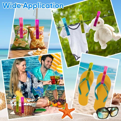 Miniatura 8 de HiGift Abrazaderas de acolchado jumbo Paquete de 8 clips extra grandes para toallas de playa Clips de plástico de apertura de 5 pulgadas
