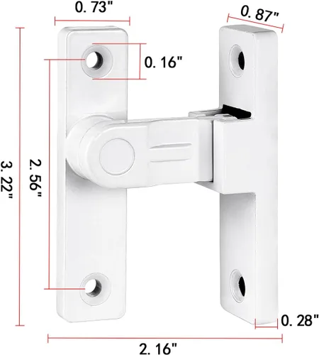 Miniatura 2 de Pestillos de puerta de ángulo recto de 90 grados, hardware de cierre abatible de aleación de zinc blanco, cierres de seguridad de aleación de zinc