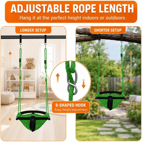 Miniatura 3 de Hi-Na Asientos de columpio para niños, bebé, columpio de red hecho a mano con cuerda ajustable, adecuado para interiores, exteriores, patio trasero