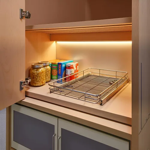 Miniatura 6 de JOWBOOW Organizador de gabinete extraíble (20" An x 21" Pr), Estantes extraíbles para gabinetes de cocina, Cajones deslizables de metal resistente