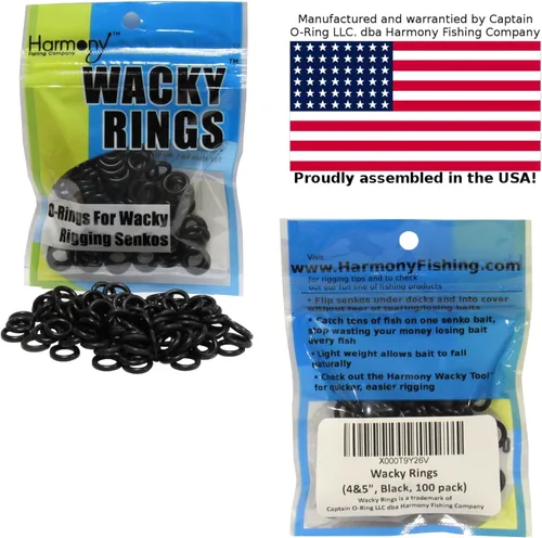 Miniatura 9 de (100pk) – O-Rings for Wacky Rigging Senkos/Worms/Soft Stickbaits – Bait Saver Orings for Senko Worm – Save Your Baits from Tearing While Wacky Neko