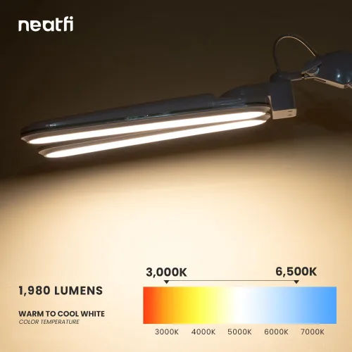 Miniatura 4 de Neatfi Elite HD XL - Lámpara LED de escritorio, 3 modos de luz, 90 piezas SMD LED, atenuación no polar, iluminación brillante que cuida los ojos