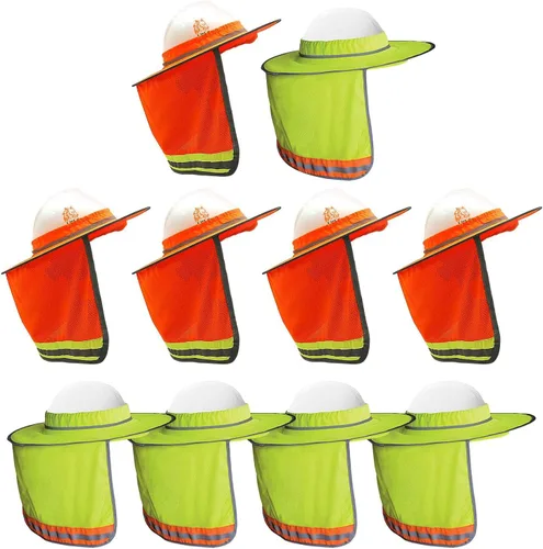 Miniatura 12 de WOLF Industrial Products Sombrero Duro de Alta Visibilidad Naranja Reflectante de Ala Completa con Visera de Malla y Protección para el Cuello
