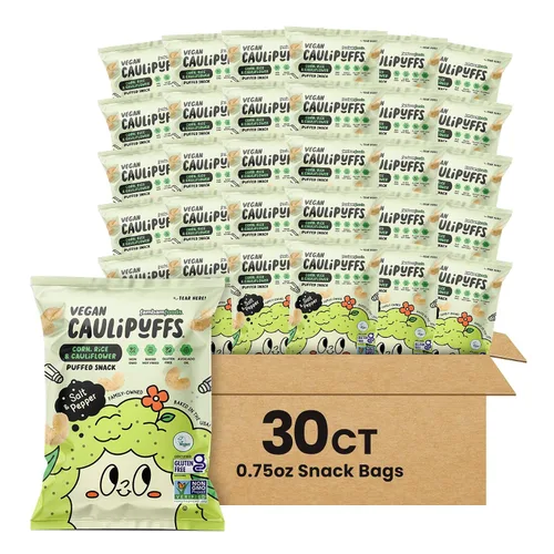 Miniatura 8 de CauliPuffs - Bocadillo inflado sin gluten de maíz, arroz y coliflor (15 bolsas de 0.75 onzas, queso cheddar blanco)