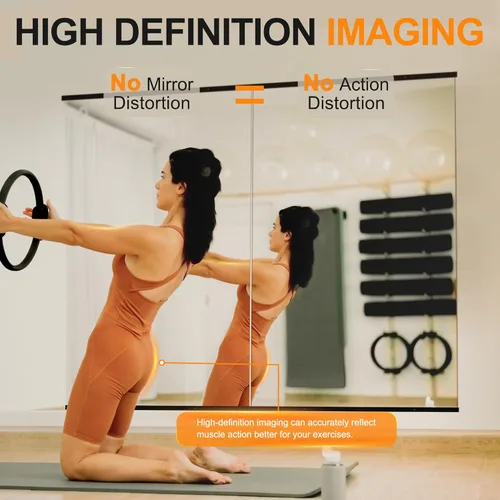 Miniatura 2 de Delma Espejo de gimnasio en casa, 48 x 24 x 2 unidades, vidrio templado grande de cuerpo completo, sin marco, montado en la pared para gimnasio