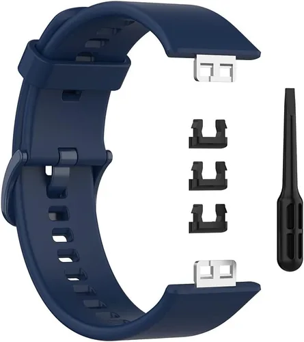 Miniatura 4 de Watch Strap compatible with Huawei Watch Fit,Adjustable Silicone Sports Strap Replacement Band for Huawei Watch Fit Smart Watch Negro + azul oscuro