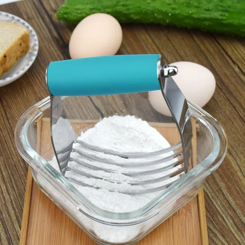 Miniatura 5 de Mezclador de Masa de Acero Inoxidable Cortador de Masa Profesional Herramienta de Horneo Pesada Para Mezclar Harina y Mantequilla (Azul)