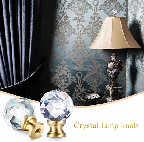 Miniatura 4 de Mudder 2 piezas de remates de lámpara de cristal, pantalla decorativa, tapa de rosca, perilla superior transparente con base de cromo pulido de Base