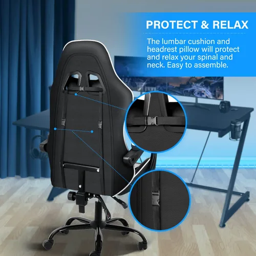 Miniatura 5 de YSSOA Silla de juegos, silla de jugador grande y alta, silla giratoria ajustable estilo carreras, sillas ergonómicas de videojuegos