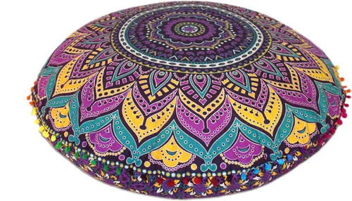 Miniatura 37 de CRAFT KALA Funda de cojín con diseño de mandala, funda de cojín para asiento, hippie, decorativo, bohemio, otomano, de algodón, indio, para sala