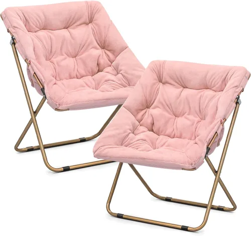 Miniatura 62 de Cómoda silla con platillo, silla de sala de estar, silla plegable acolchada suave de piel sintética, cómoda silla cuadrada de luna para sala