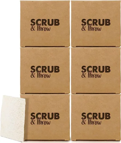 Miniatura 8 de Scrub & Throw Esponja exfoliante de lufa XL, natural, sin plástico, antiarañazos, para cocina, platos, ollas y limpieza, a base de plantas, sin