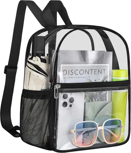 Miniatura 25 de Mochila deportiva transparente para eventos en estadios de 12 x 12 x 6 pulgadas, pequeña para ventiladores, conciertos, playa, trabajo, viajes