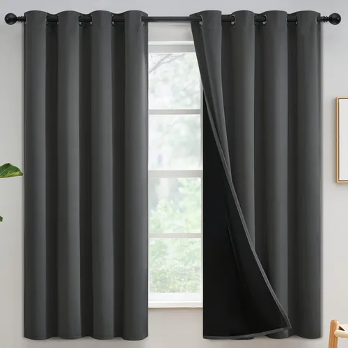 Miniatura 321 de Yakamok Cortinas negras, cortinas de ventana con aislamiento térmico y eficiencia energética para dormitorio, cortinas opacas completas y cortinas
