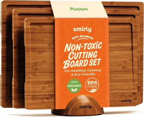 Miniatura 15 de SMIRLY Tabla de cortar de madera para cocina, tablas de cortar de madera de abedul para preparación de comidas, servir, embutidos, utensilios