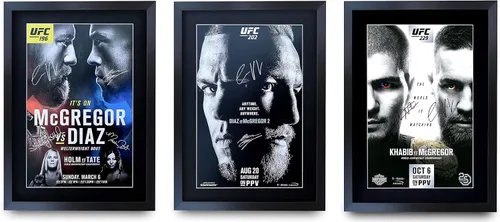 Miniatura 15 de HWC Trading UFC 229 Pelea Khabib Nurmagomedov vs Conor McGregor 40 x 30 cm Regalos con Marco Autógrafo Impreso y Firmado para Fans de Recuerdos