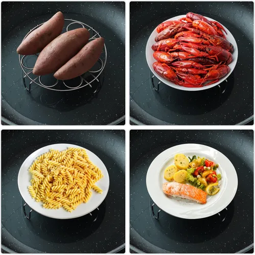 Miniatura 4 de GSlife Estante de vapor para huevos, salvamanteles de acero inoxidable para olla a presión de 8 cuartos de galón, cocina 18 huevos, inserto apilable