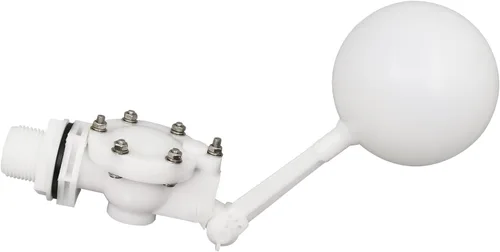 Miniatura 10 de Válvula flotante desmontable de 3/4, válvula de flotador de agua de plástico blanco con brazo ajustable para control de nivel de agua para estanque