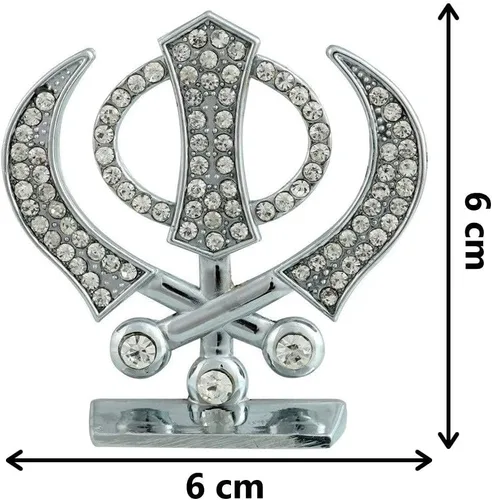 Miniatura 2 de Targets Tienda Sikh Símbolo religioso Khanda Sahib ídolo Estatua de metal para tablero de instrumentos del coche Mandir Pooja Murti Templo Puja