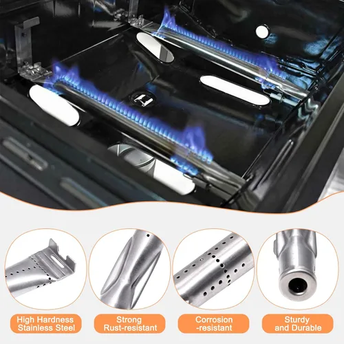 Miniatura 7 de Piezas de repuesto para parrilla Dyna-Glo DGF350CSP DGF350CSP-D, paquete de 2 protectores térmicos y tubos de quemador para parrillas Dyna-Glo