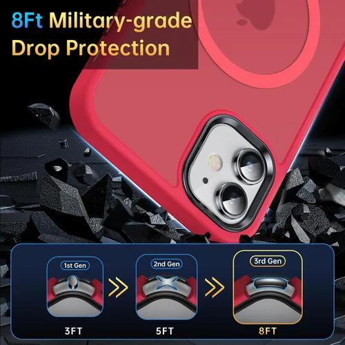 Miniatura 6 de Funda magnética para iPhone 11, [probada en caídas de grado militar] [compatible con MagSafe] a prueba de golpes, translúcida y dura, suave funda