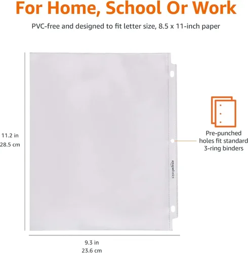 Miniatura 6 de Amazon Basics Protectores de hojas resistentes para almacenamiento de páginas, transparentes, paquete de 500