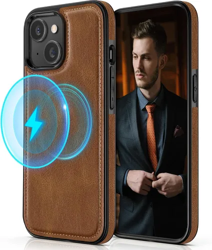 Miniatura 26 de LOHASIC Funda diseñada para iPhone 14 Pro, elegante cubierta trasera magnética de cuero de negocios, a prueba de golpes, compatible con fundas Negro