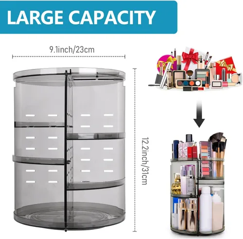 Miniatura 6 de Organizador de maquillaje giratorio de 360°, organizador giratorio para el cuidado de la piel, estuche de exhibición de cosméticos con soporte