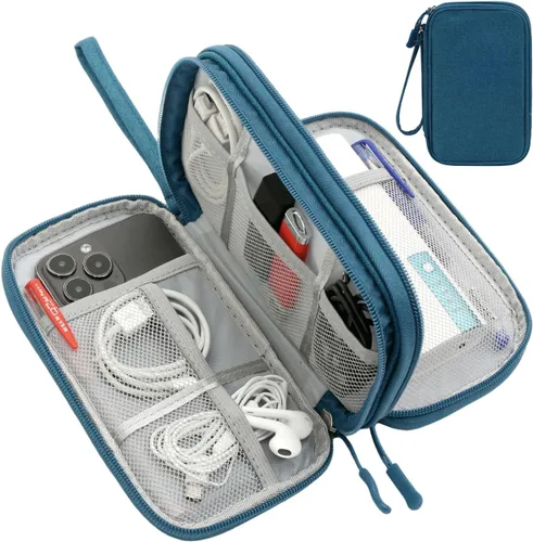 Miniatura 18 de CAAORDKSO Bolsa Organizadora de Electrónicos para Viaje, Estuche Pequeño Organizador de Cables Impermeable, Bolsa de Accesorios, Estuche Electrónico