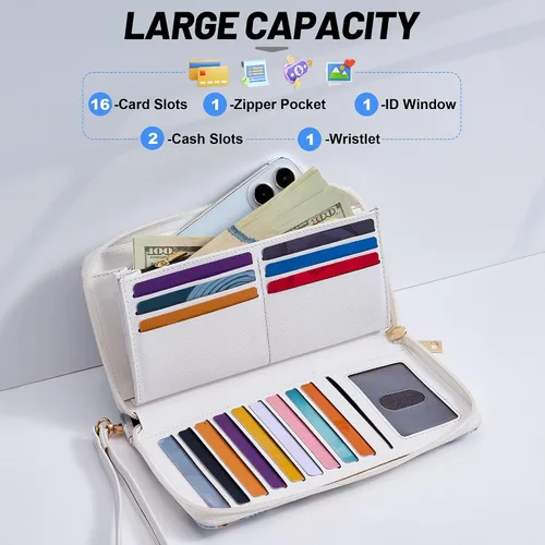 Miniatura 45 de Chelmon - Monedero para mujer de cuero genuino con bloqueo de señal RFID, para tarjetas de crédito