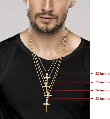 Miniatura 6 de Miabella 925 Sterling Silver Italian Rope Wrap Nail Cross Pendant Necklace Box Chain, Rhodium or 18K Yellow Gold Over Silver Made in Italy