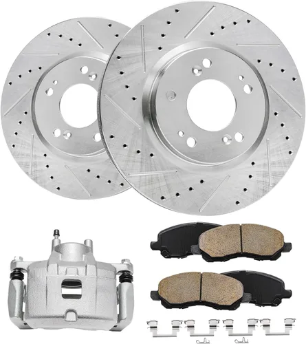 Miniatura 39 de Detroit Axle - 4 rotores de freno para Chevrolet Cruze Volt Orlando Verano, rotores de freno de disco perforados y ranurados de repuesto : rotor