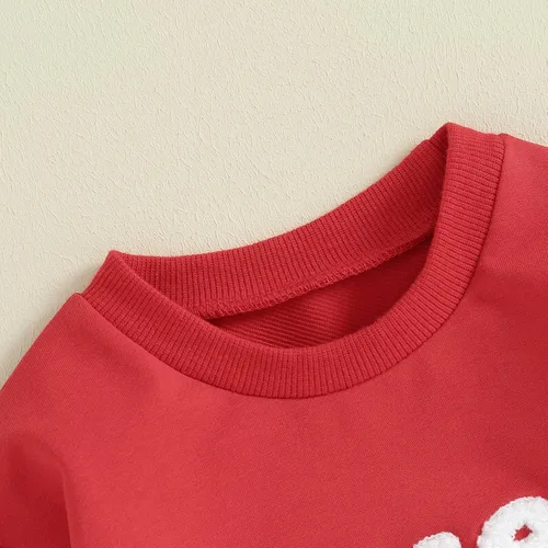 Miniatura 26 de SOLILOQUY Traje de manga larga con cuello redondo para el primer día de San Valentín para bebé niño y niña, mameluco de corazón de amor