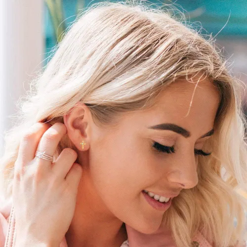Miniatura 3 de Rnivida Aretes de plata de ley 925 con cruz para mujer