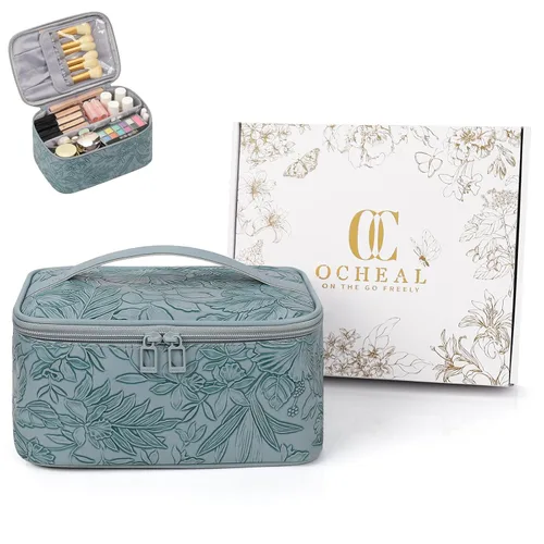 Miniatura 7 de OCHEAL Makeup Bag,Travel Makeup Organizer Bag, Cute Cosmetic Bags for Women Girls Travel Toiletry Bag Traveling With Brush Slot And Divider-Floral