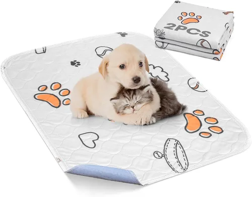 Miniatura 13 de Almohadillas lavables para orina para perros, paquete de 2 unidades grandes de 48 x 48 pulgadas, almohadillas reutilizables súper absorbentes