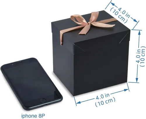 Miniatura 3 de 12 cajas de regalo de Navidad con tapas, cajas negras para cumpleaños, bodas, día de San Valentín, Navidad, aniversario (negro, 4 x 4 x 4 pulgadas)