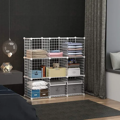 Miniatura 4 de C&AHOME Almacenamiento de Cubos de Alambre, Organizador de 6 Cubos con Rejillas C de Metal, Unidades de Estantes Modulares, Estantería