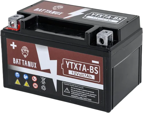 Batería y batería de motocicleta YTX7A-BS, sellada SLA/AGM 12V7Ah ATV/UTV/Moto de nieve/moto de moto, batería sin mantenimiento y sin herramientas