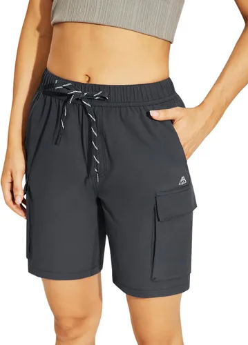 Haimont Pantalones cortos tipo cargo de senderismo para mujer de 7 pulgadas con cordón y 6 bolsillos, de secado rápido, resistentes al agua,