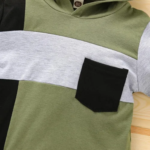 Miniatura 5 de itkidboy Conjunto de 2 piezas de ropa de bebé niño con capucha y sudadera con bloques de color + pantalones