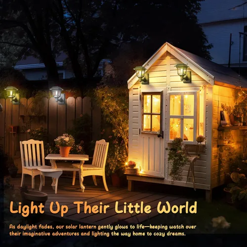 Miniatura 2 de LeiDrail Farol solar de pared, 2 modos de luces solares para valla con bombilla Edison, accesorios para casa de juegos al aire libre, impermeable